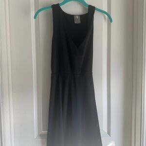 Alia Black Sleeveless V-Neck Fit-and-Flare Midi Dress